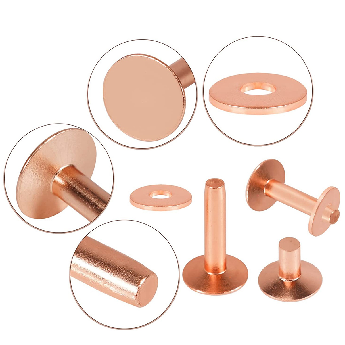 154Pcs Copper Rivets for Leather, Leather Rivets, Pure Copper